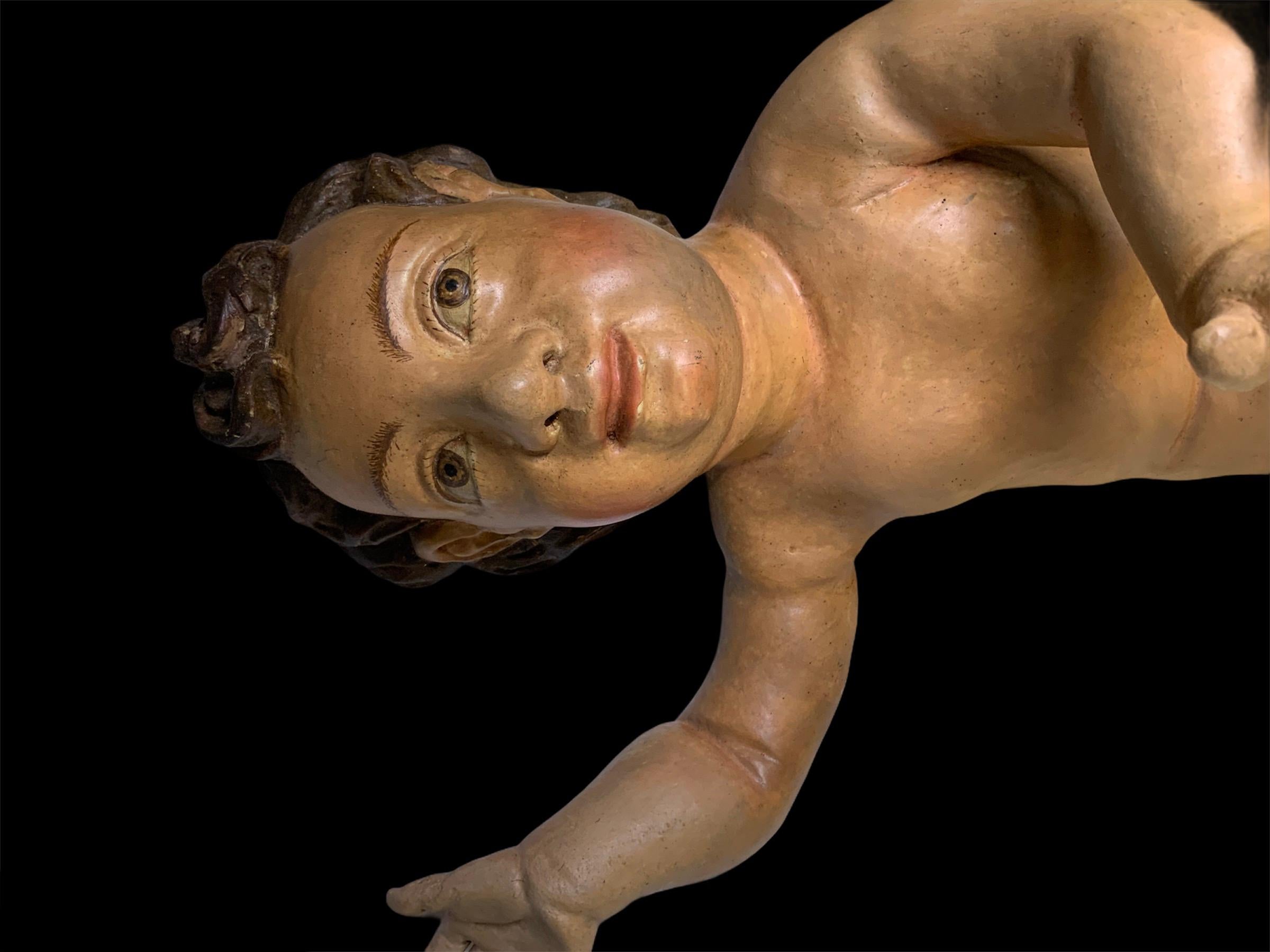 Renaissance Grand Jésus espagnol peint et sculpté à la main en vente