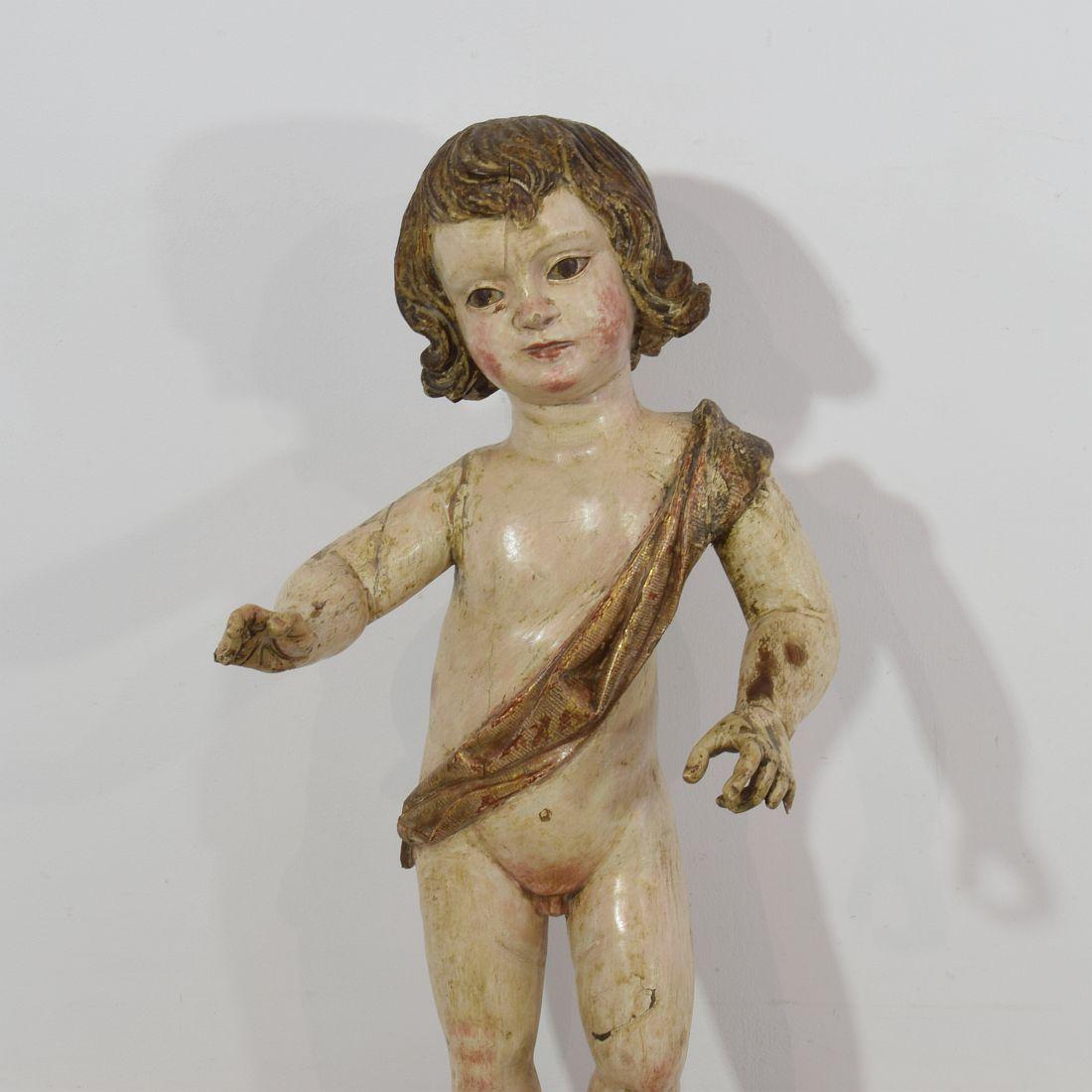 Large Spanish 18th Century Baroque Baby Jesus In Good Condition In Buisson, FR