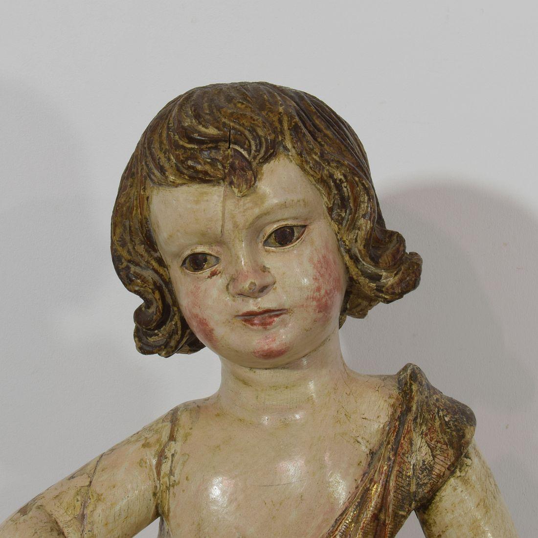 Wood Large Spanish 18th Century Baroque Baby Jesus