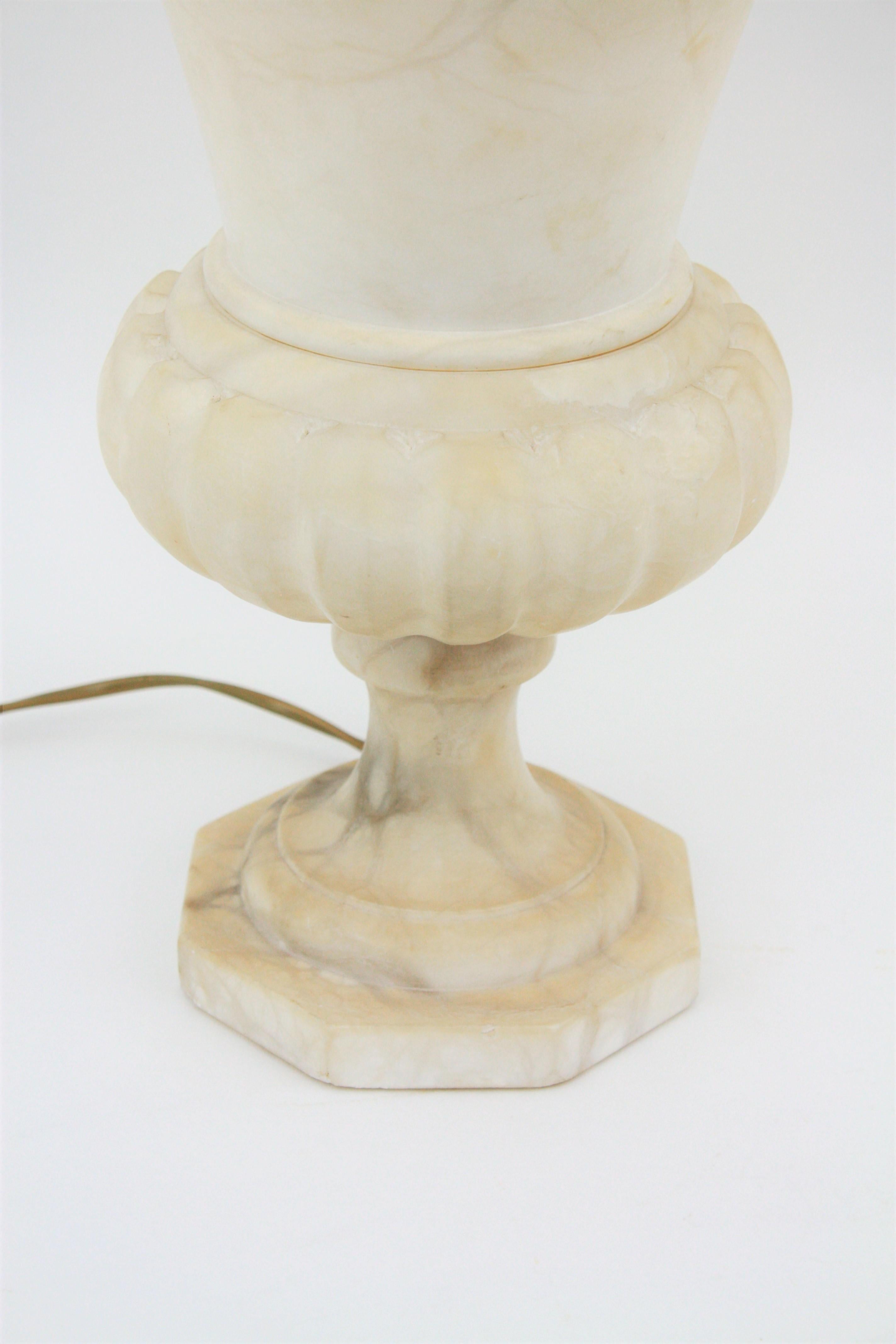Large Spanish 1930s Neoclassical Art Deco Alabaster Urn Table Lamp 2