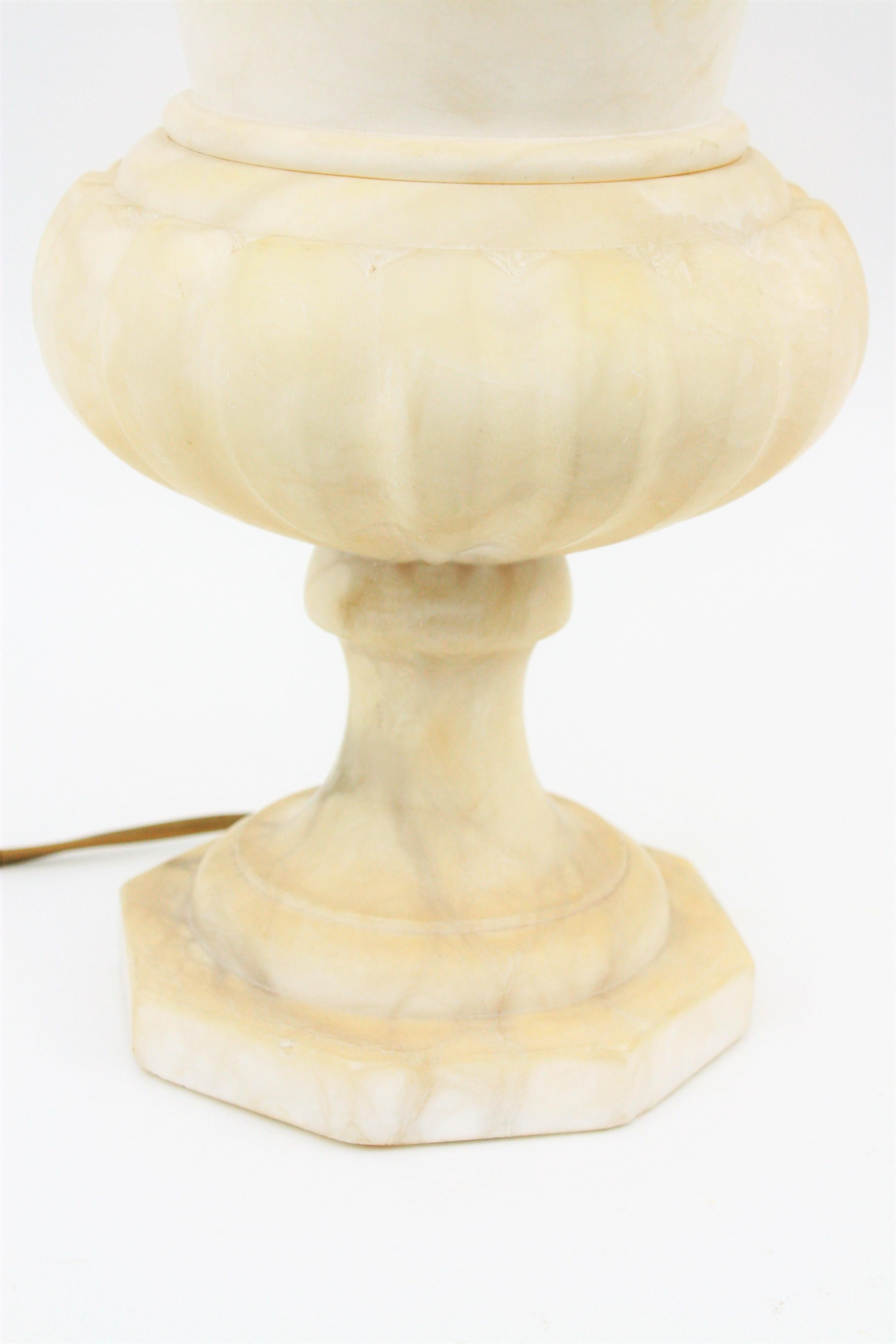 Large Spanish 1930s Neoclassical Art Deco Alabaster Urn Table Lamp 5