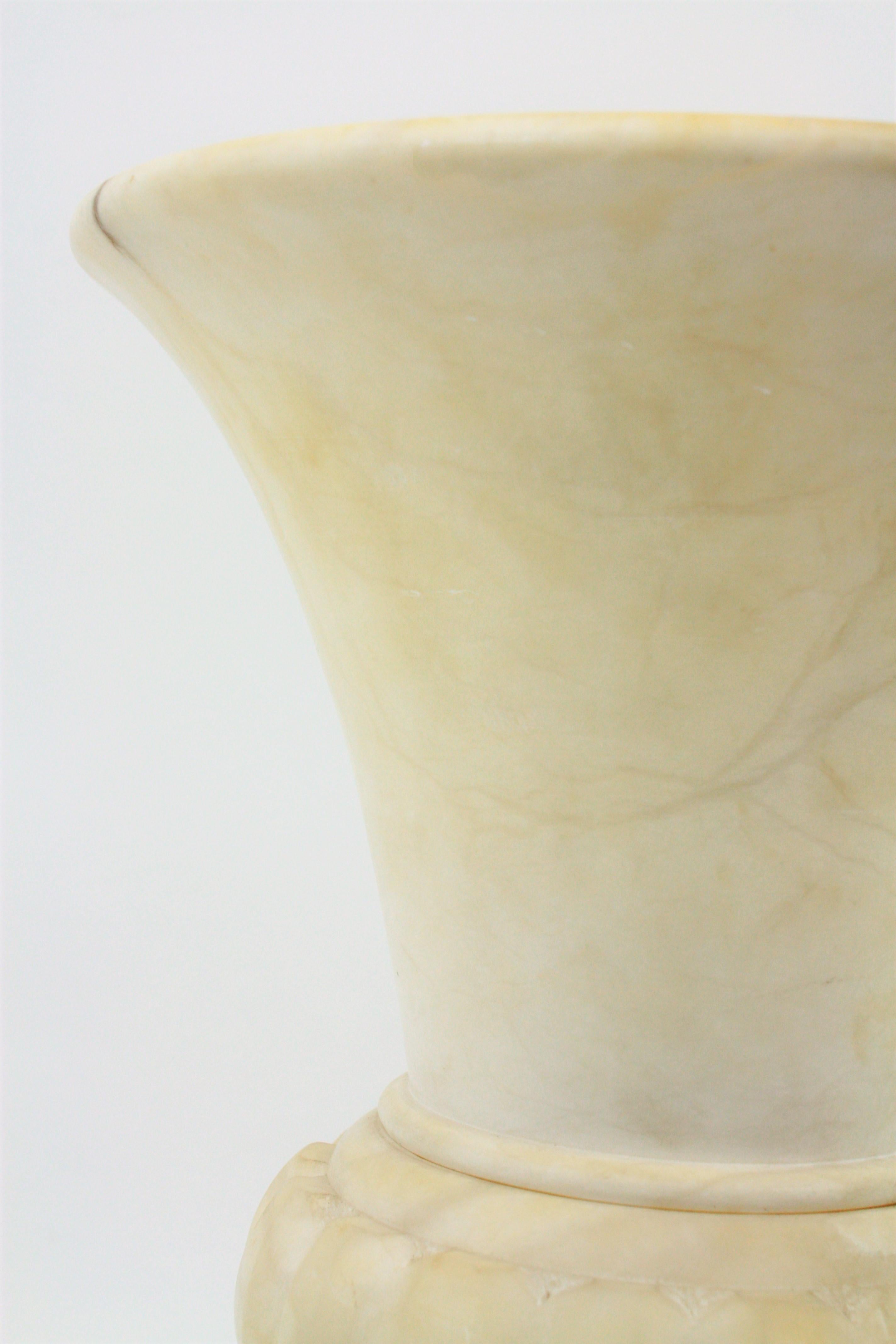 Large Spanish 1930s Neoclassical Art Deco Alabaster Urn Table Lamp 6
