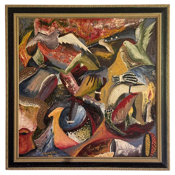 Large Spanish Abstract Oil On Canvas Painting, 20th-century For Sale at ...