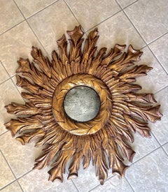 Large Spanish Baroque Sunburst Bulleye Wall Mirror