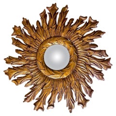 Großer spanischer Barock-Wandspiegel mit Sonnenschliff und Bulleye