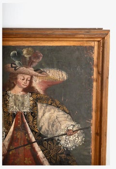 Large Spanish Colonial Cuzco School Painting, Mid-18th Century