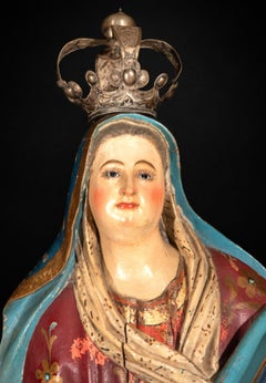 Large Spanish Colonial Polychrome Virgin Mary, 18th Century