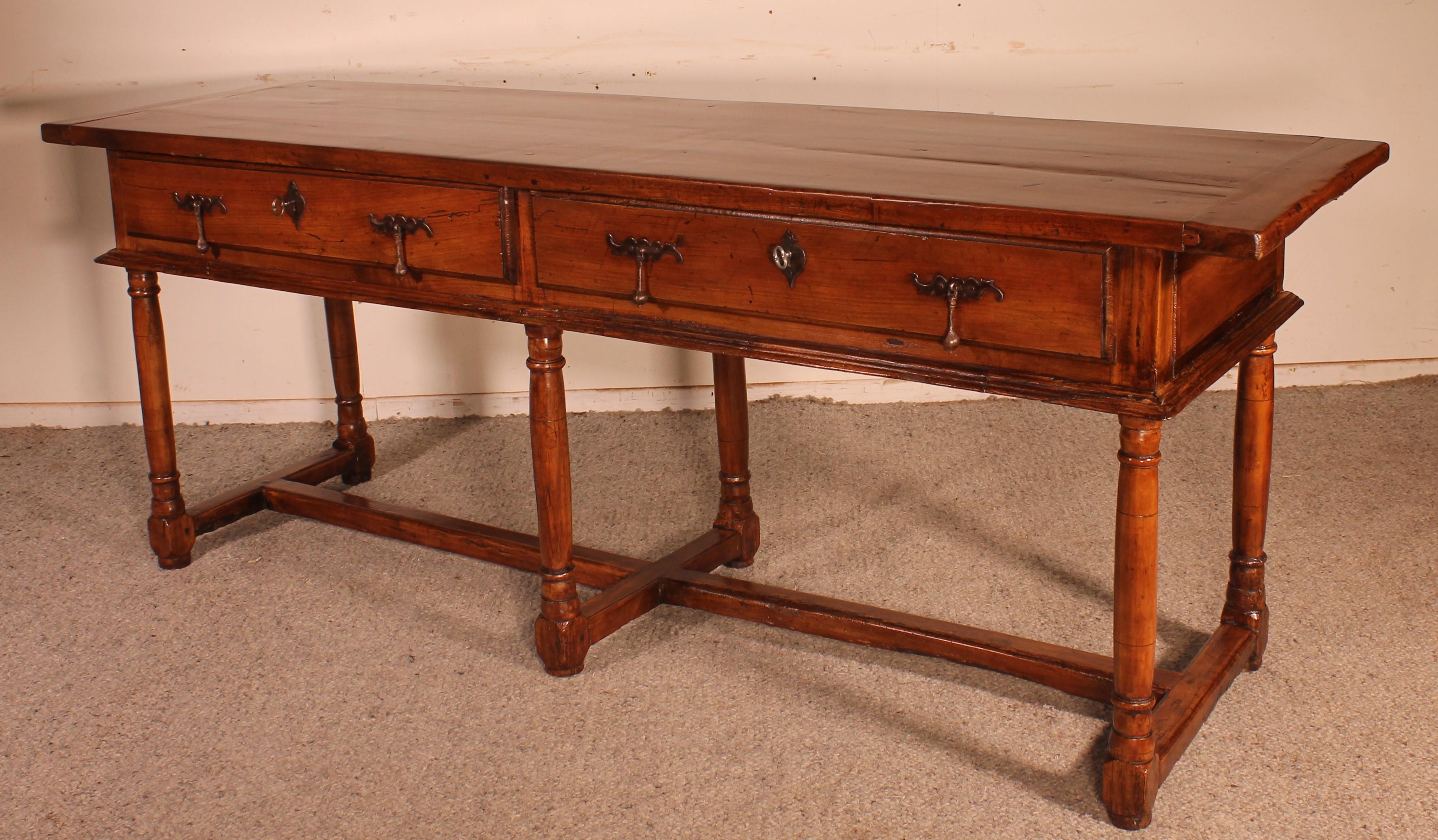 18th Century and Earlier Large Spanish Console with 17° Century in Cherry Wood For Sale