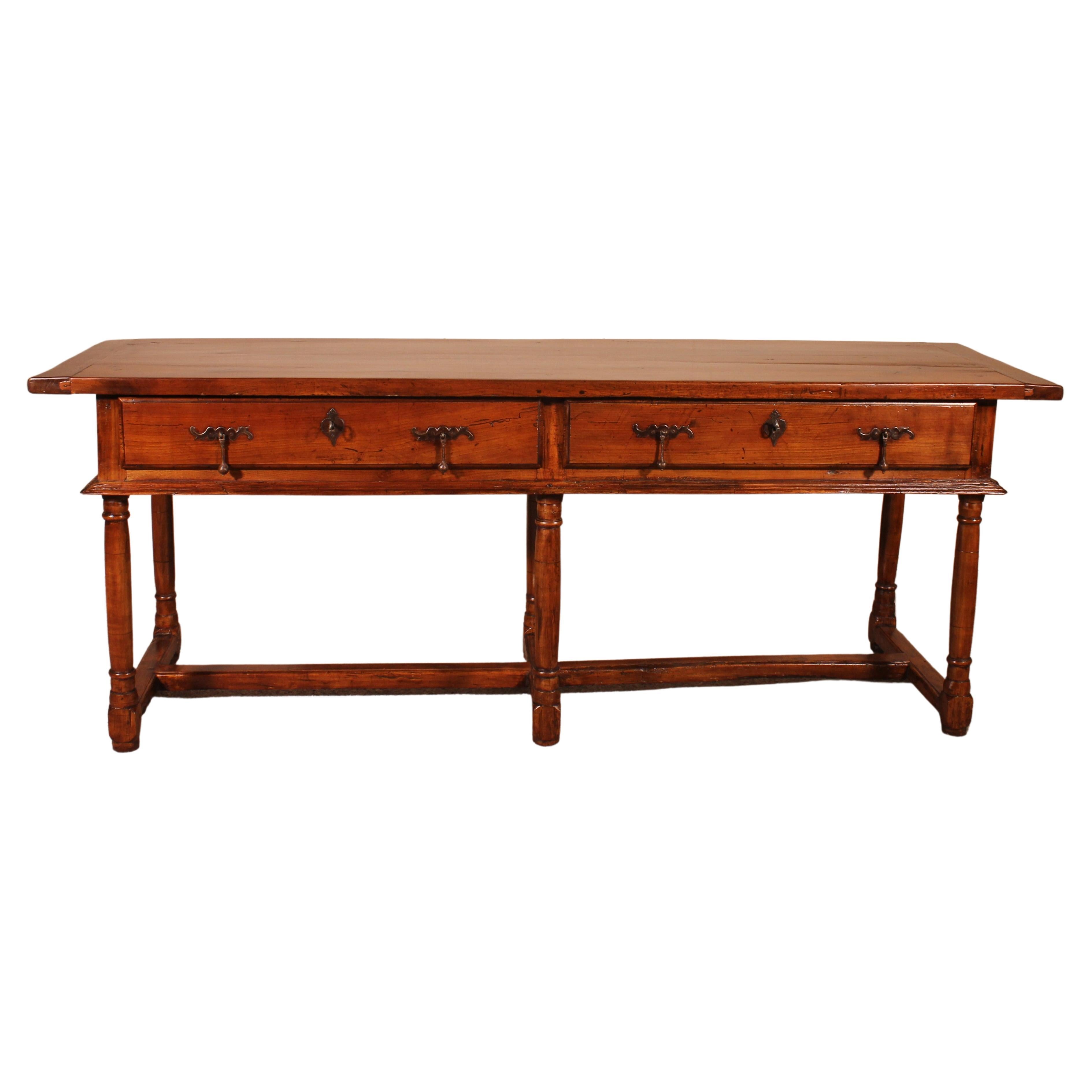 Large Spanish Console with 17° Century in Cherry Wood For Sale