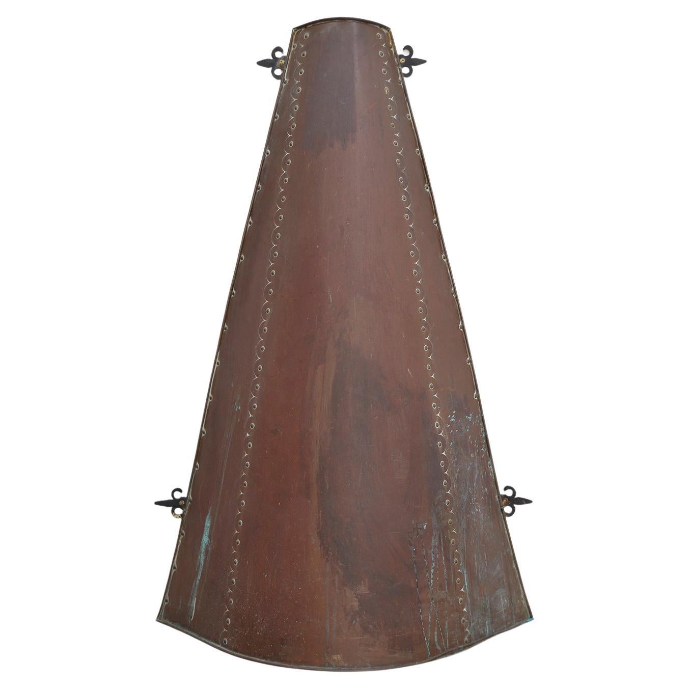 Large Spanish Copper Curved Conical Fireplace Fire Hood Canopy 1960s Lounge For Sale