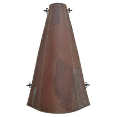 Antique Large Spanish Copper Curved Conical Fireplace Fire Hood Canopy 1960s Lounge