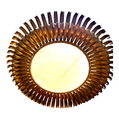 Large Spanish Crown Sunburst fixture in Gilt Metal , circa 1950
