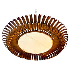 Large Spanish Crown Sunburst fixture in Gilt Metal , circa 1950