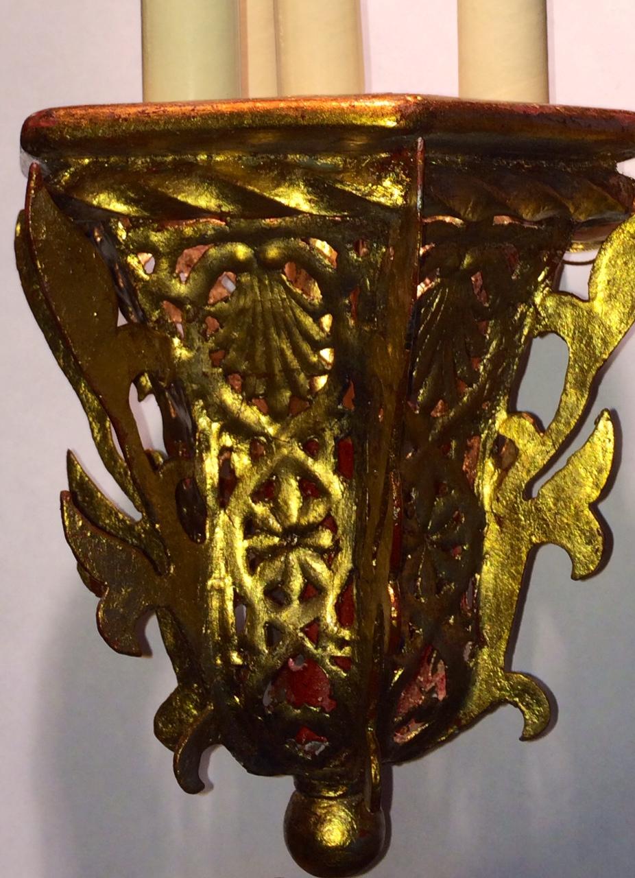 Large Spanish Gilt Metal Chandelier In Good Condition For Sale In New York, NY