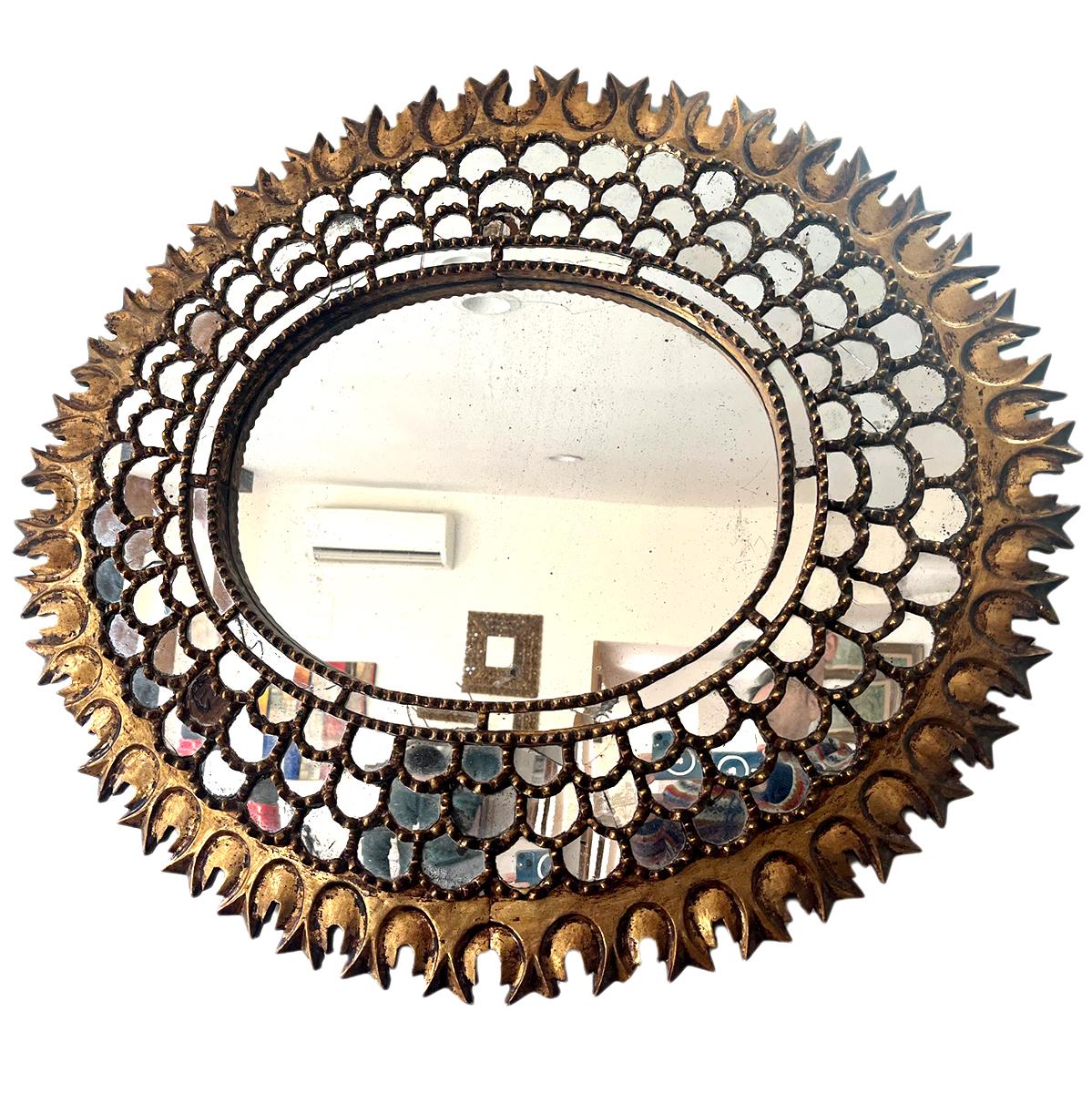 Hand-Carved Large Spanish Gilt Mirror For Sale