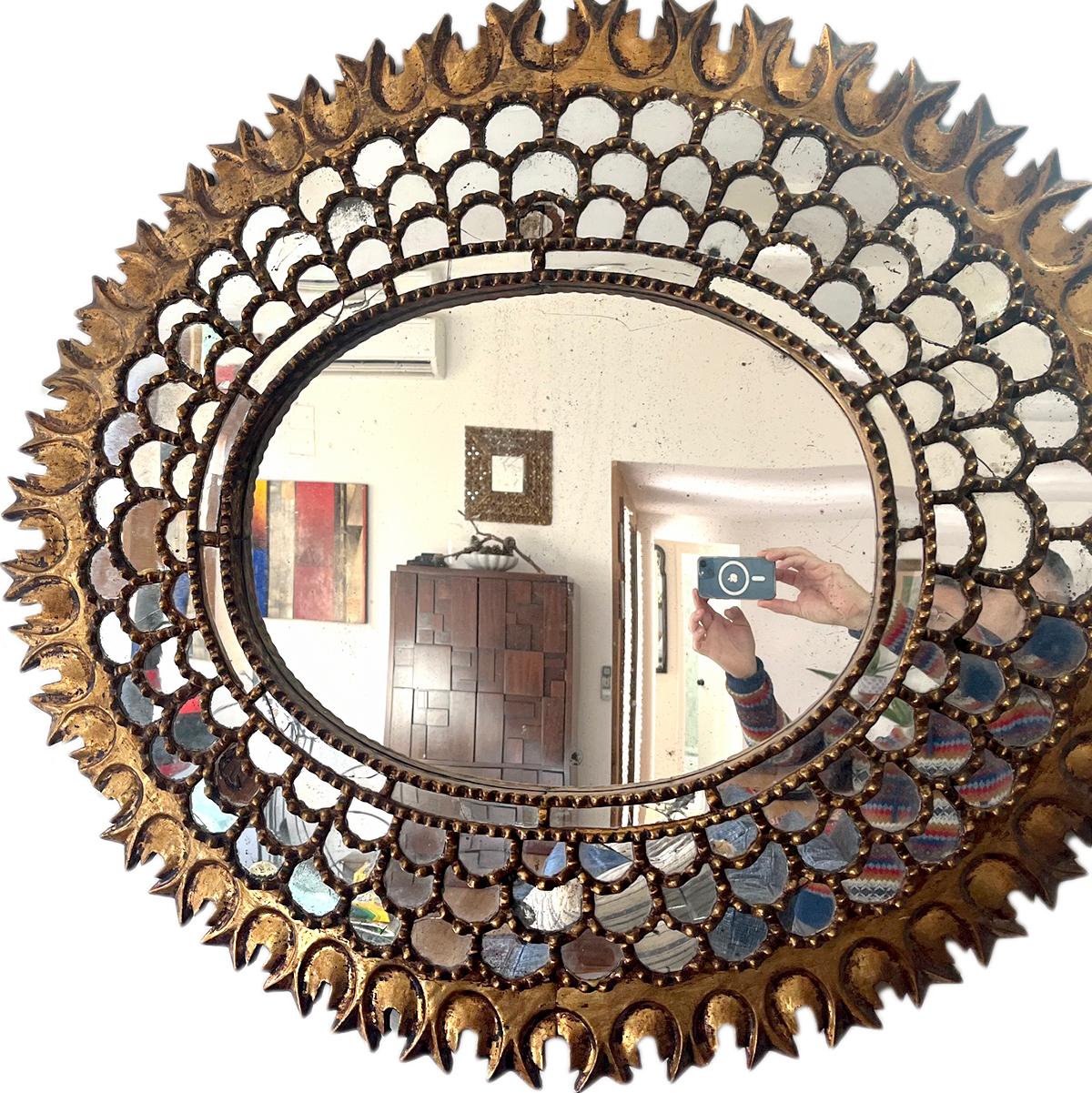 Early 20th Century Large Spanish Gilt Mirror For Sale