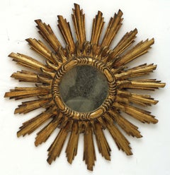 Large Spanish Gilt Sunburst or Starburst Mirror (Diameter 29 1/4)