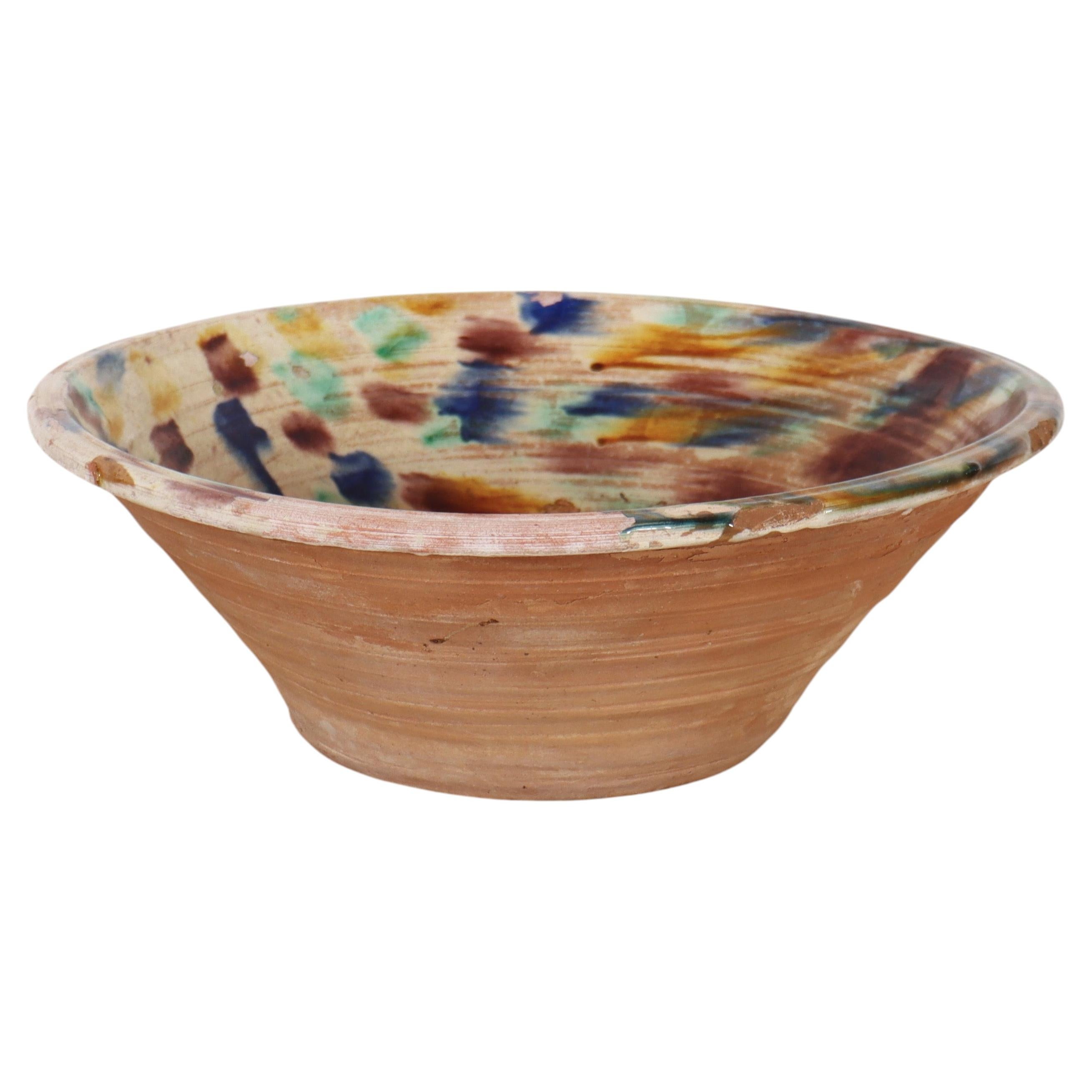 Large Spanish Glazed Bowl For Sale