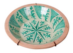 Large Spanish Glazed Terracotta Granada "Lebrillo" Earthenware Bowl