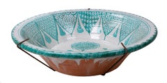 Large Spanish Glazed Terracotta Granada "Lebrillo" Earthenware Bowl