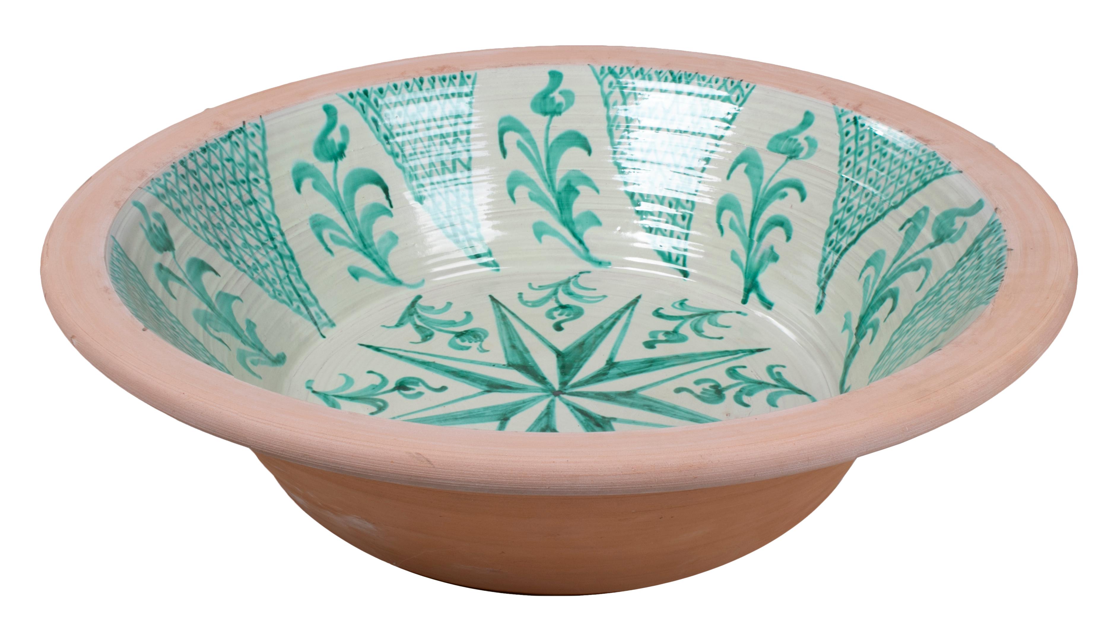 European Large Spanish Glazed Terracotta Granada 