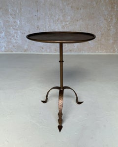 Large Spanish Iron Drinks Table with Tripod Base