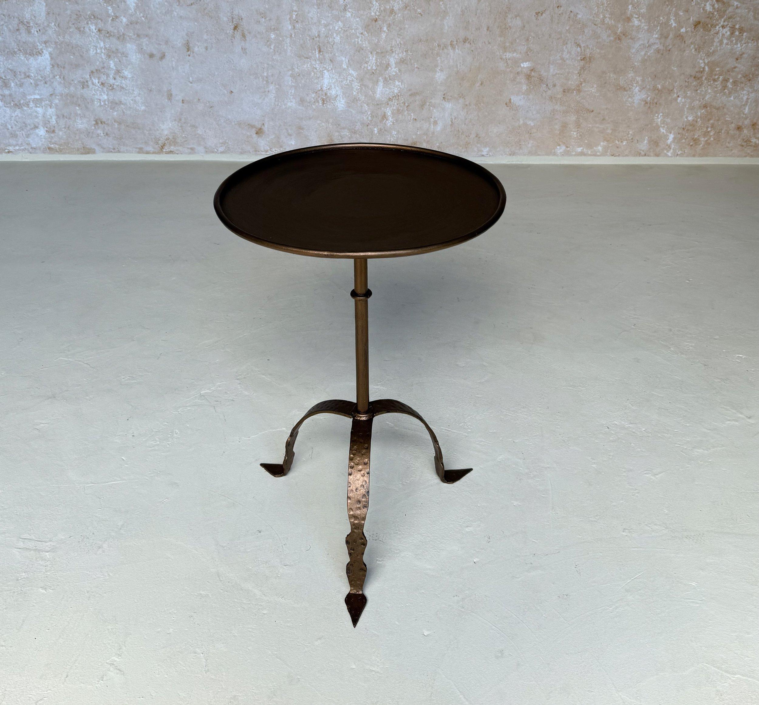 Hand-Crafted Large Spanish Iron Drinks Table with Tripod Base For Sale