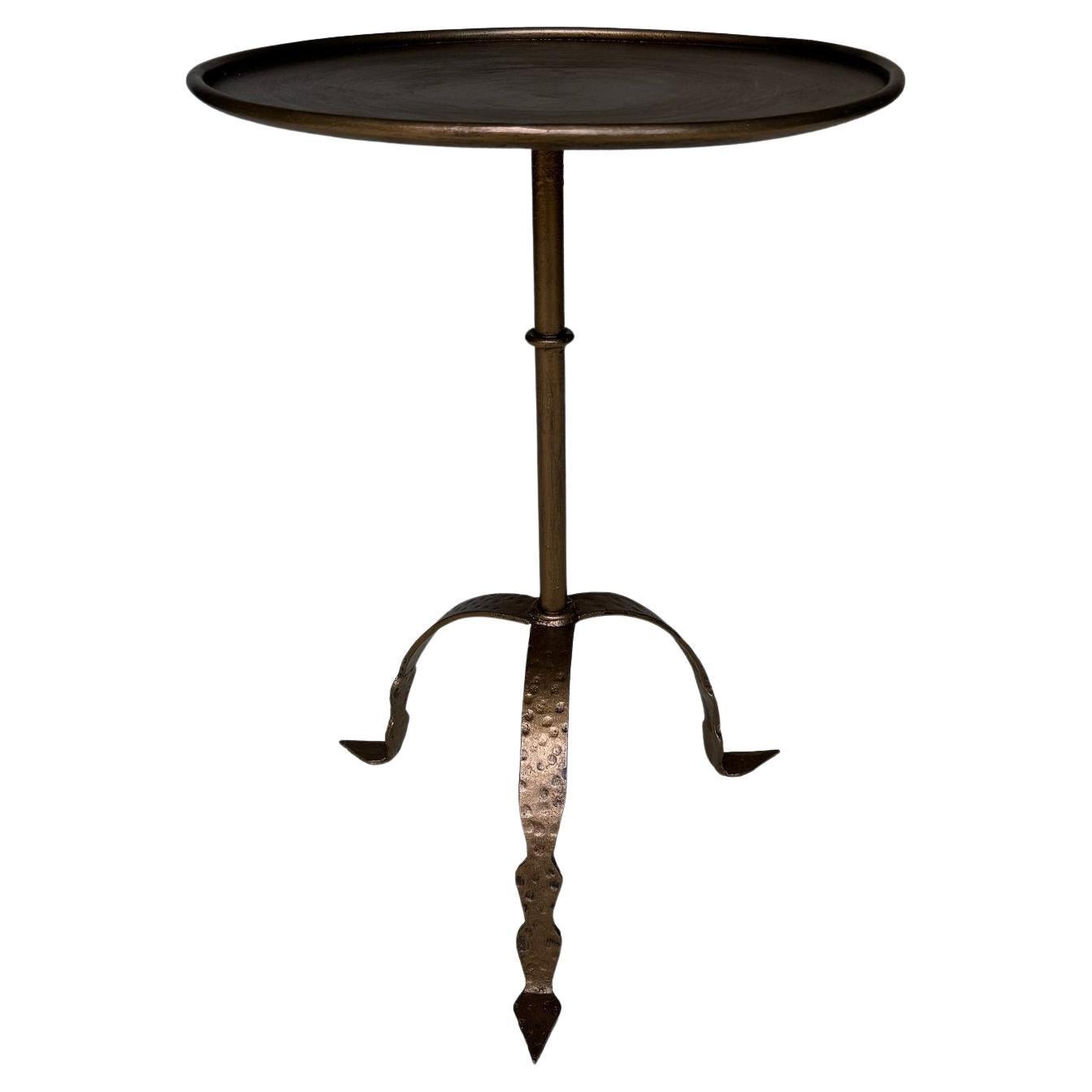 Large Spanish Iron Drinks Table with Tripod Base