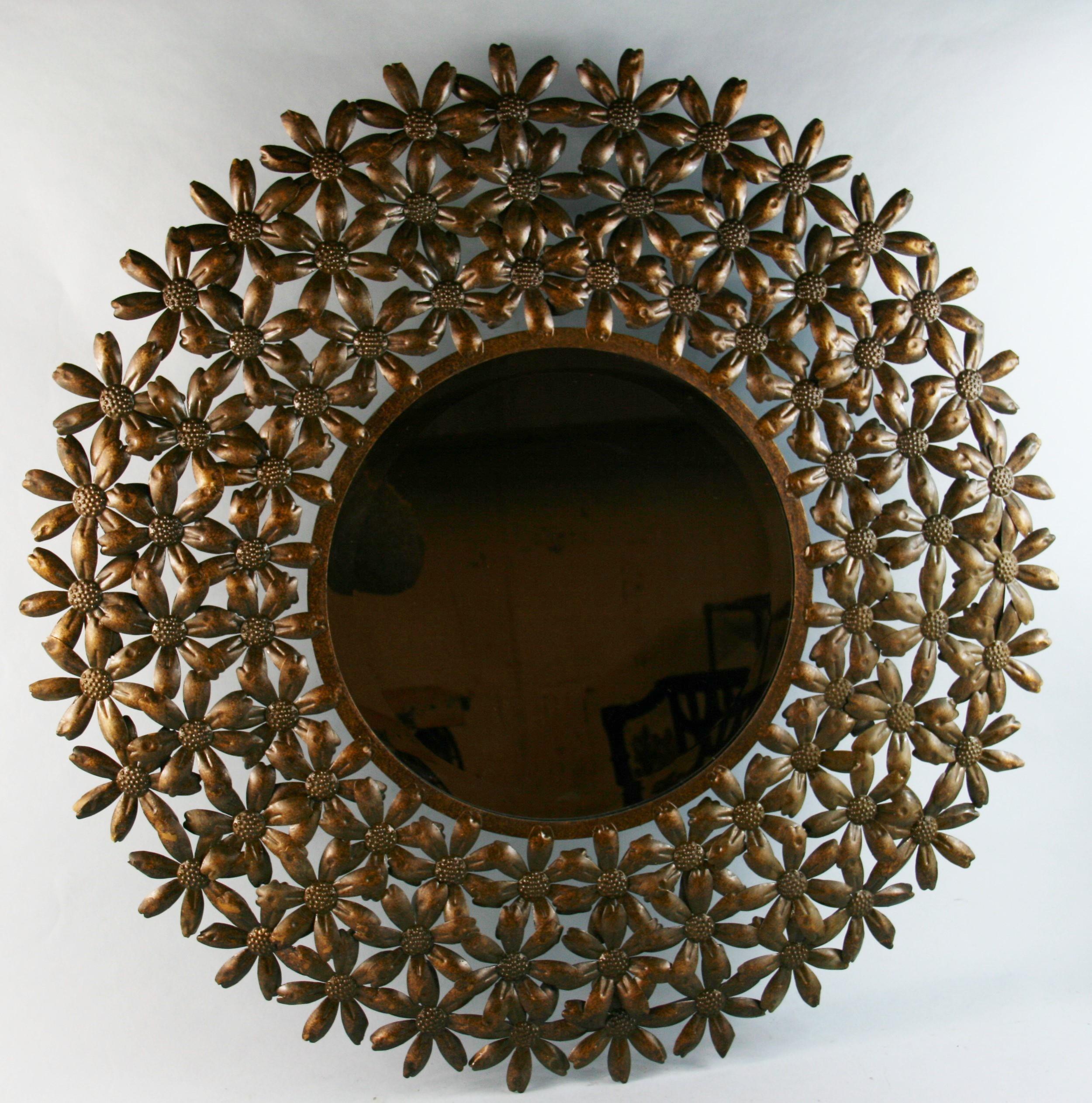 3-785 large beveled glass flower mirror/wall sculpture.
