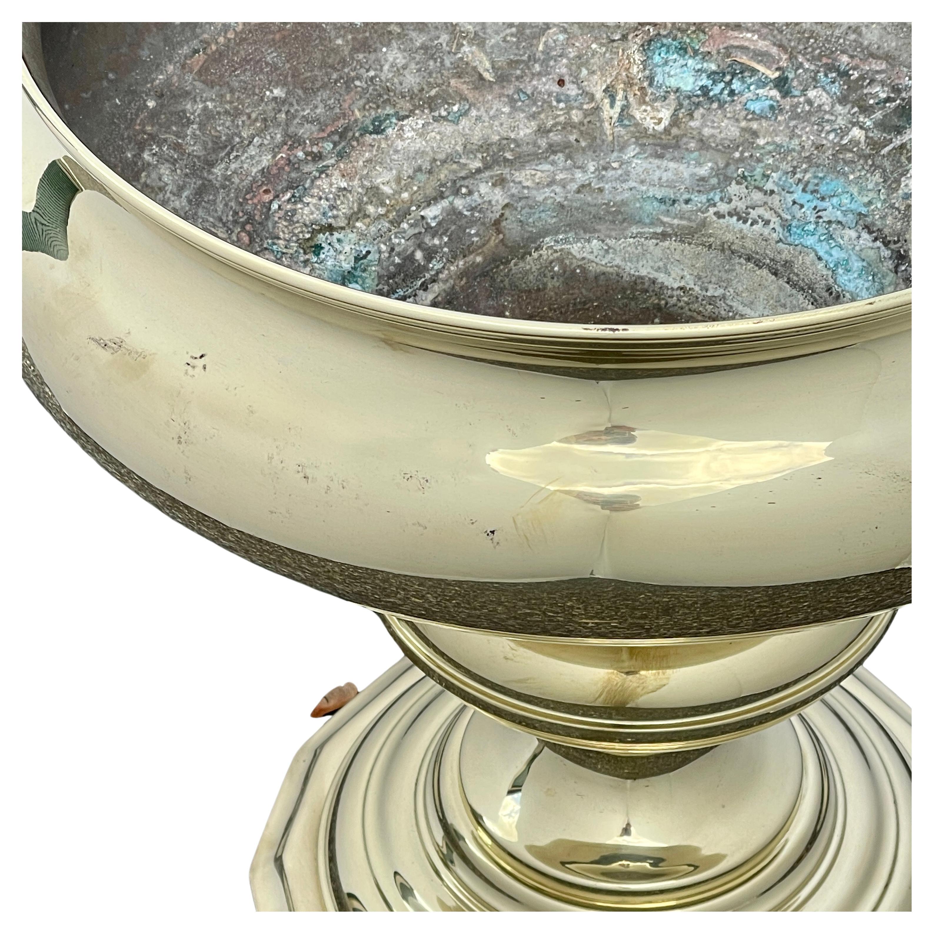 Mid-Century Large Spanish Polished Brass Planter Centerpiece Jardiniere In Good Condition For Sale In Haddonfield, NJ