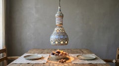 Large Spanish Moorish Style Pierced Ceramic Pendant Lamp, circa 1960