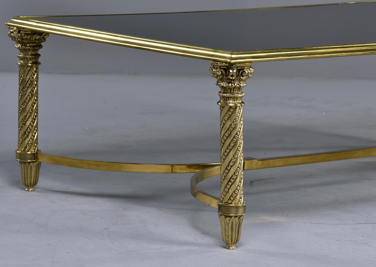 Large Spanish Neoclassical Style Brass and Glass Coffee Table 6