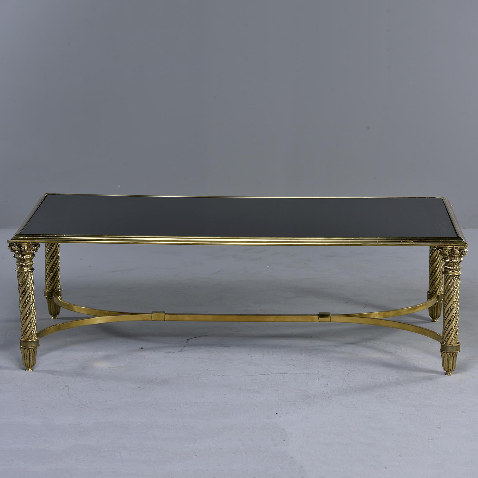 20th Century Large Spanish Neoclassical Style Brass and Glass Coffee Table