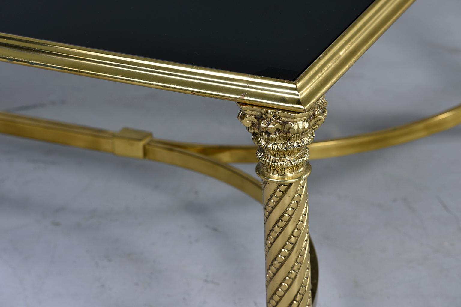 Large Spanish Neoclassical Style Brass and Glass Coffee Table 1