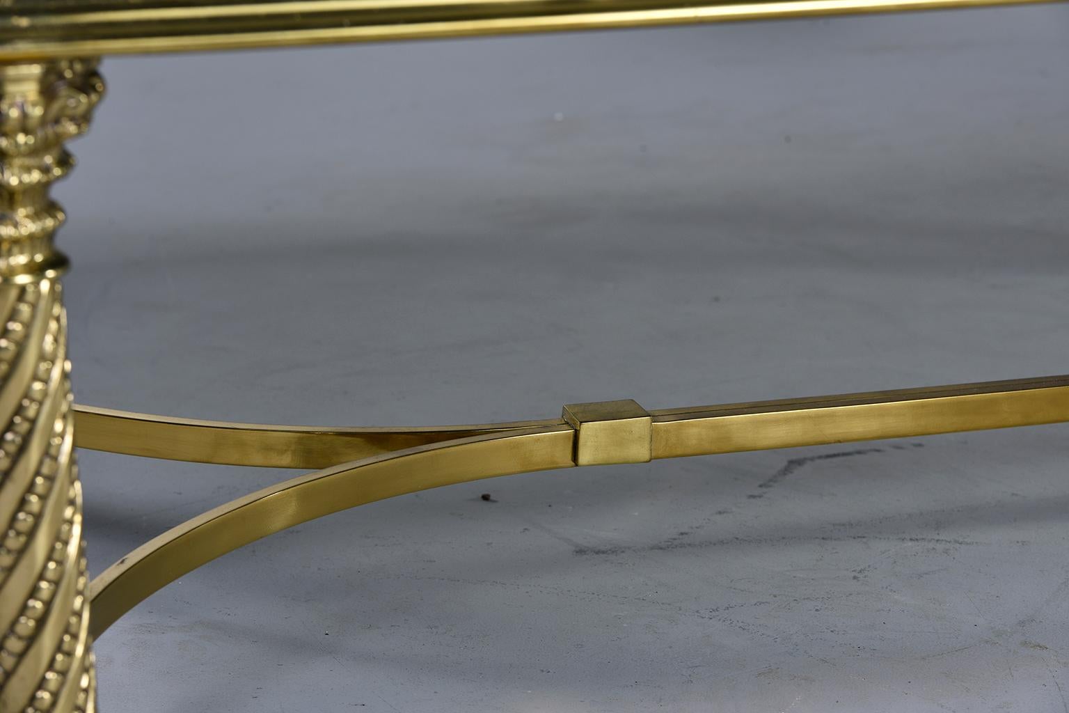 Large Spanish Neoclassical Style Brass and Glass Coffee Table 2