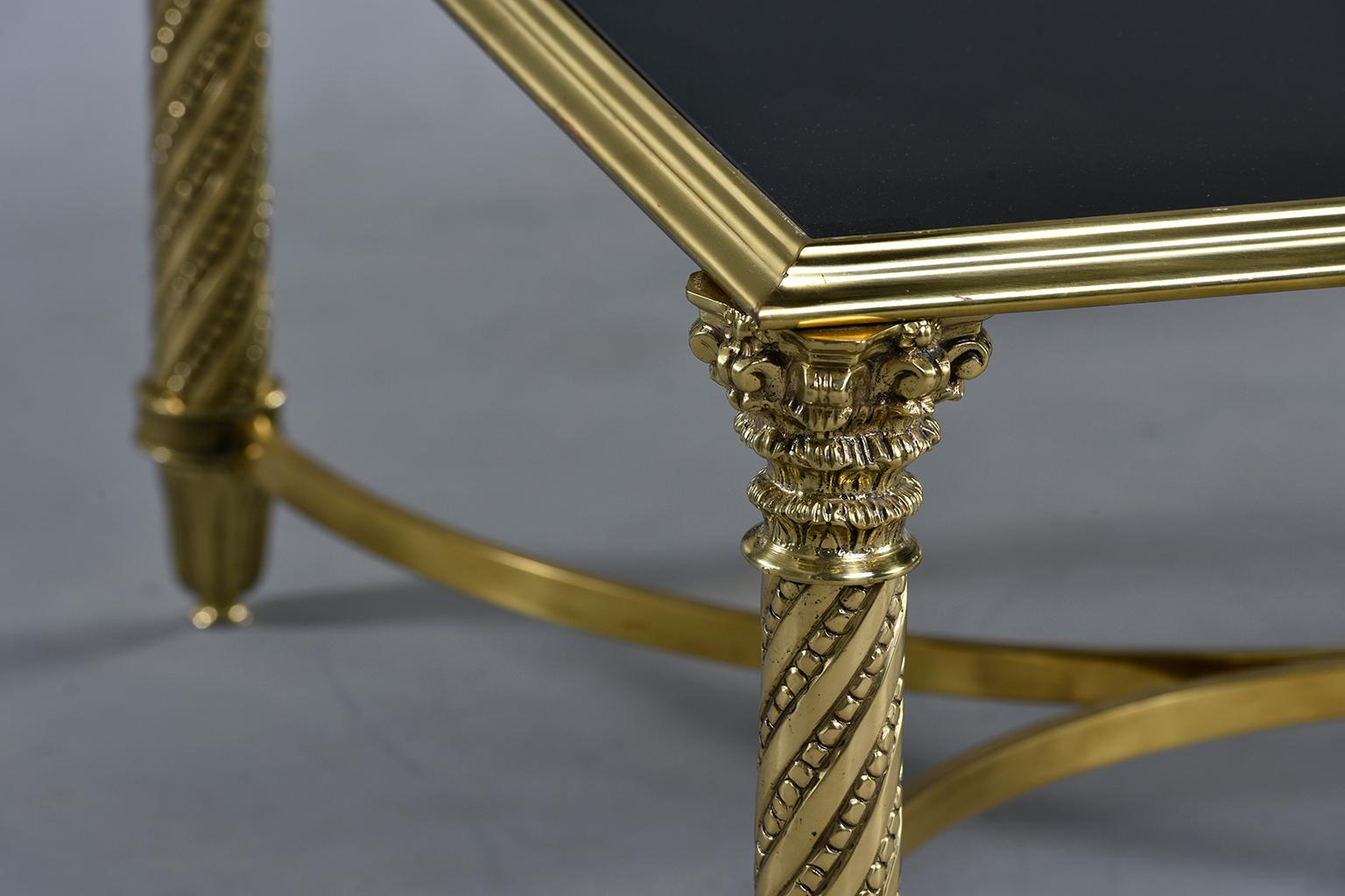 Large Spanish Neoclassical Style Brass and Glass Coffee Table 3