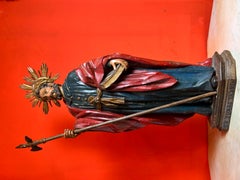 Large Spanish polychrome wood sculpture of Saint Jude Thaddeus, 18th century