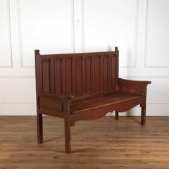 Large 19th Century Spanish Provincial Oak and Pine Painted Bench