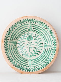 Large Spanish Revival Lebrillo, Hand-Painted Fajalauza Ceramic Bowl, Pomegranate