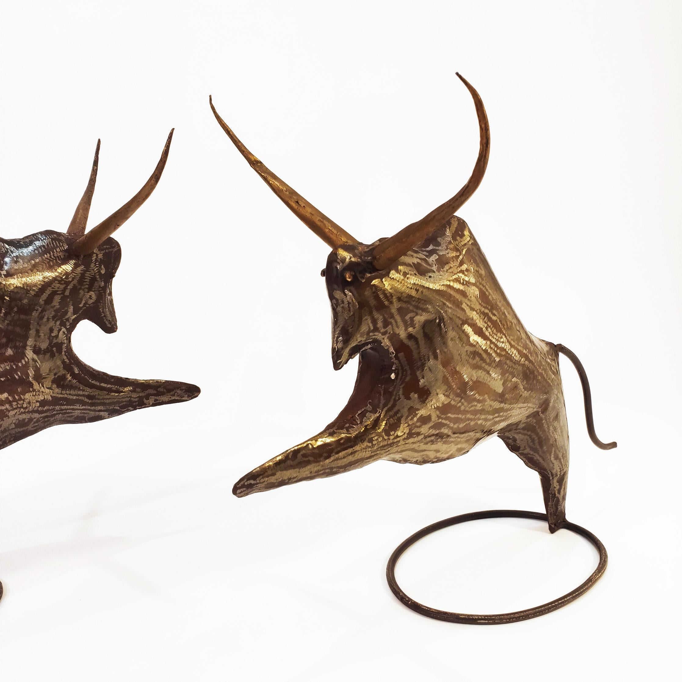 Brutalist Large Spanish sculptures depicting two buffaloes in brutalist style, 1950s For Sale