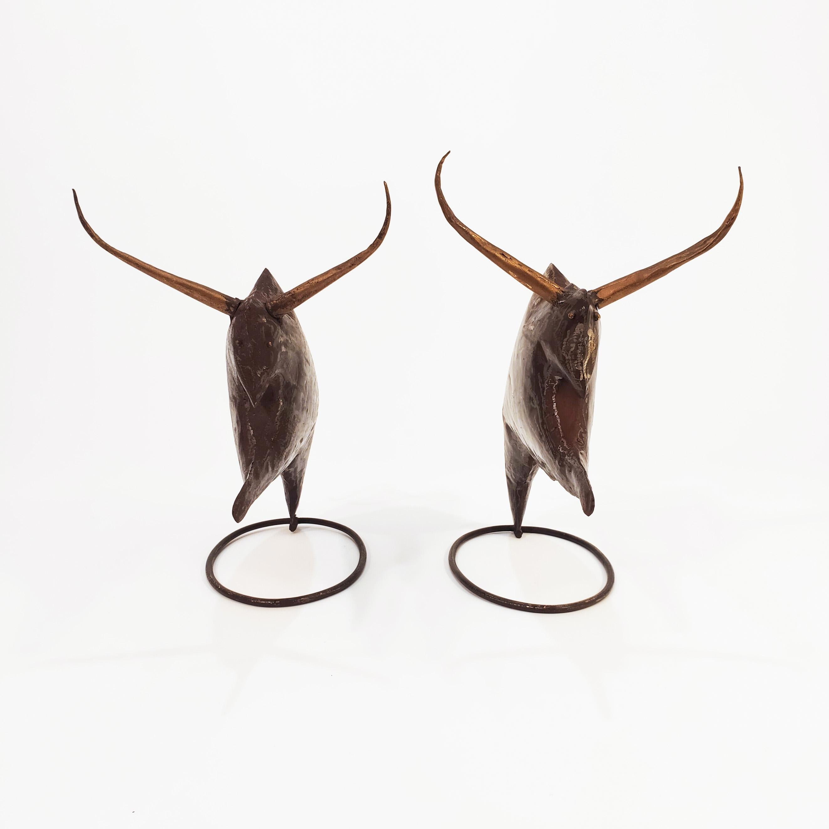 Iron Large Spanish sculptures depicting two buffaloes in brutalist style, 1950s For Sale