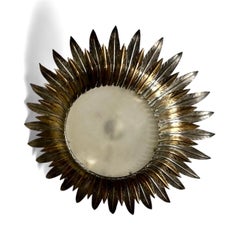 Large Spanish Sunburst fixture in Gilt bicolor Metal support, circa 1950s