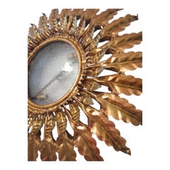 Großer spanischer Sunburst Flush Mount aus vergoldetem Metall mit Stütze, um 1950
