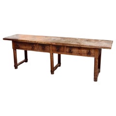 Large Spanish Baroque Table or Buffet Server, Walnut 17th C.