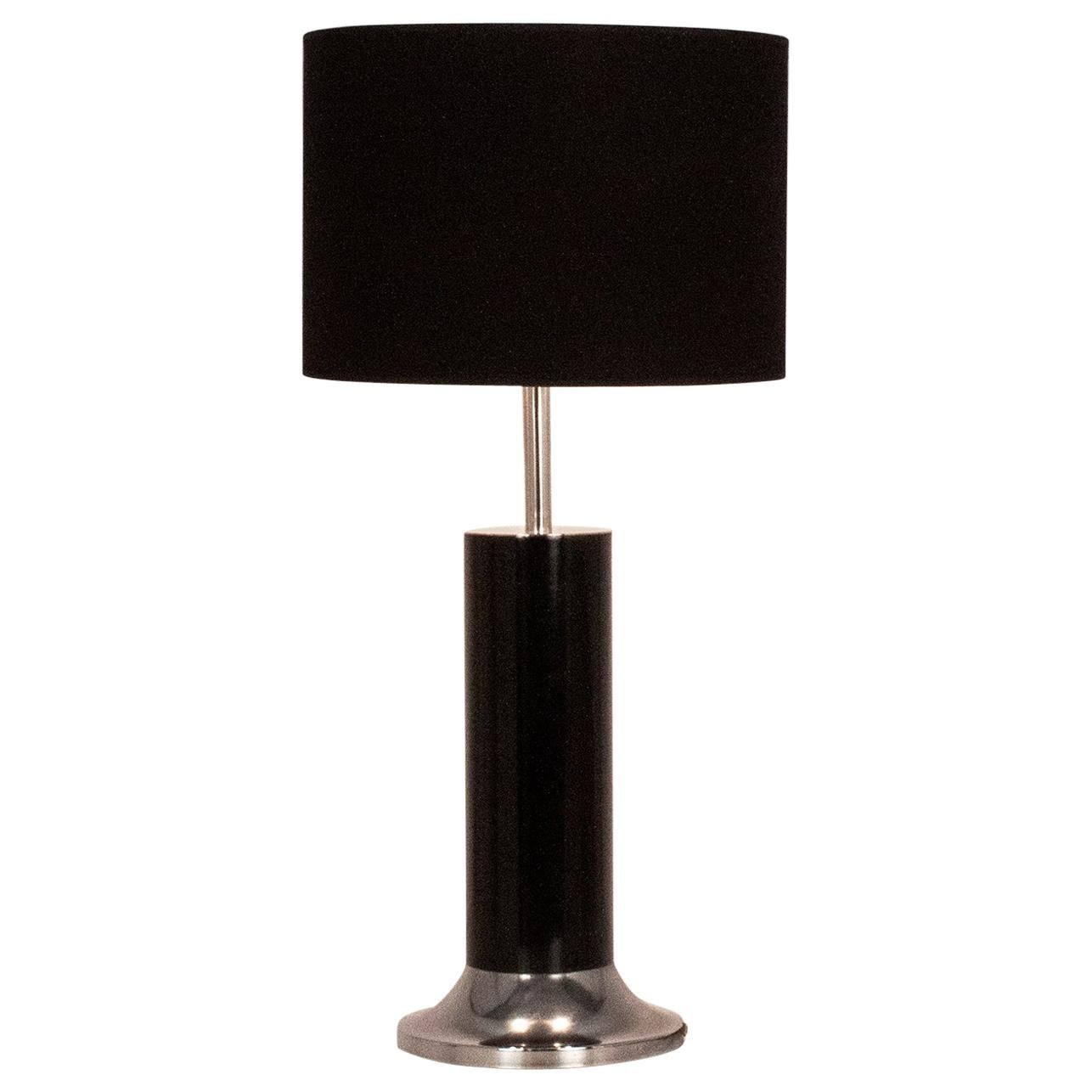 Large Reggiani Table Lamp Chrome and Black Enameled Metal, 1970s For Sale