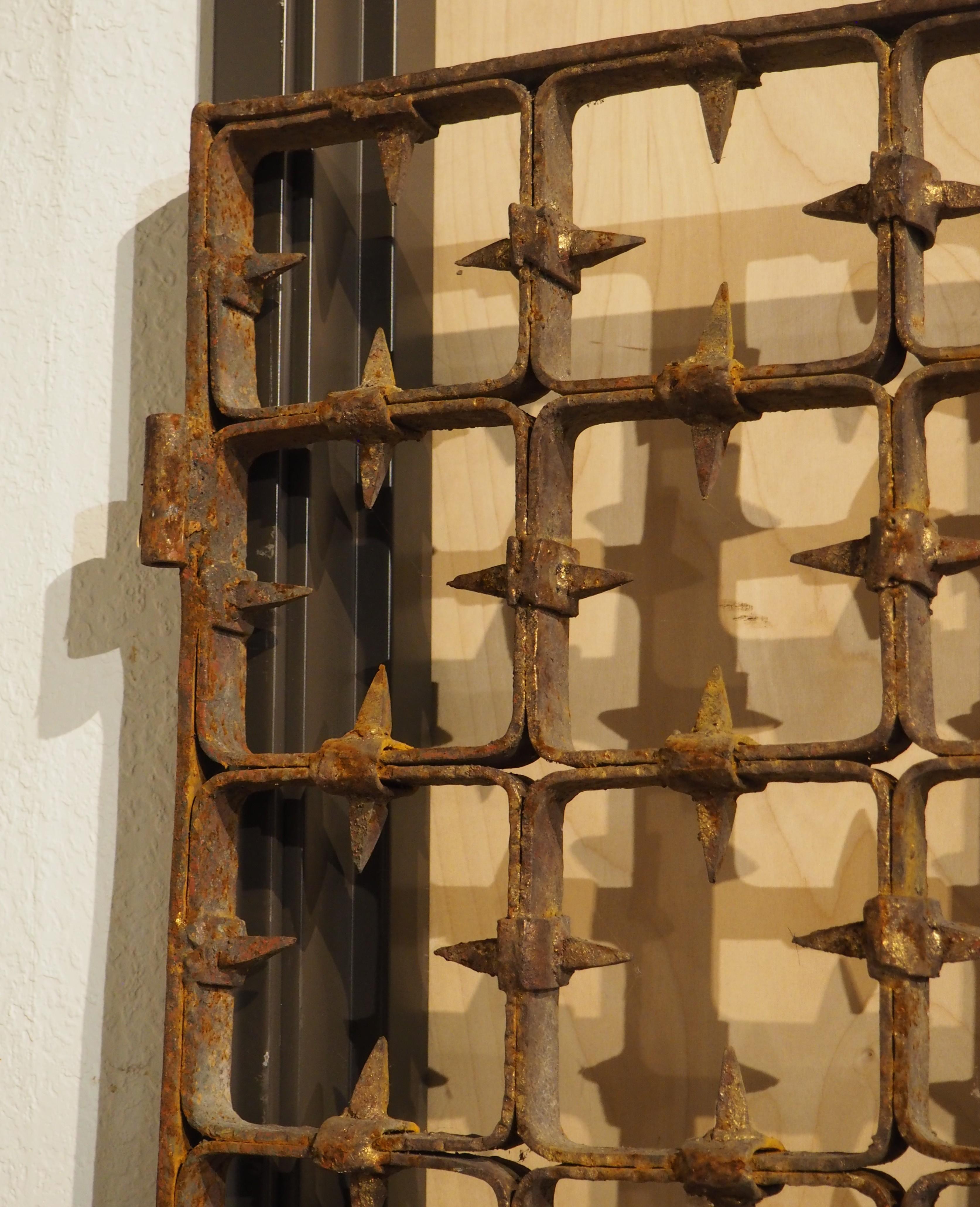 Large Spanish Wrought Iron Medieval Style Gate with Transom, Single Door C. 1900 For Sale 5