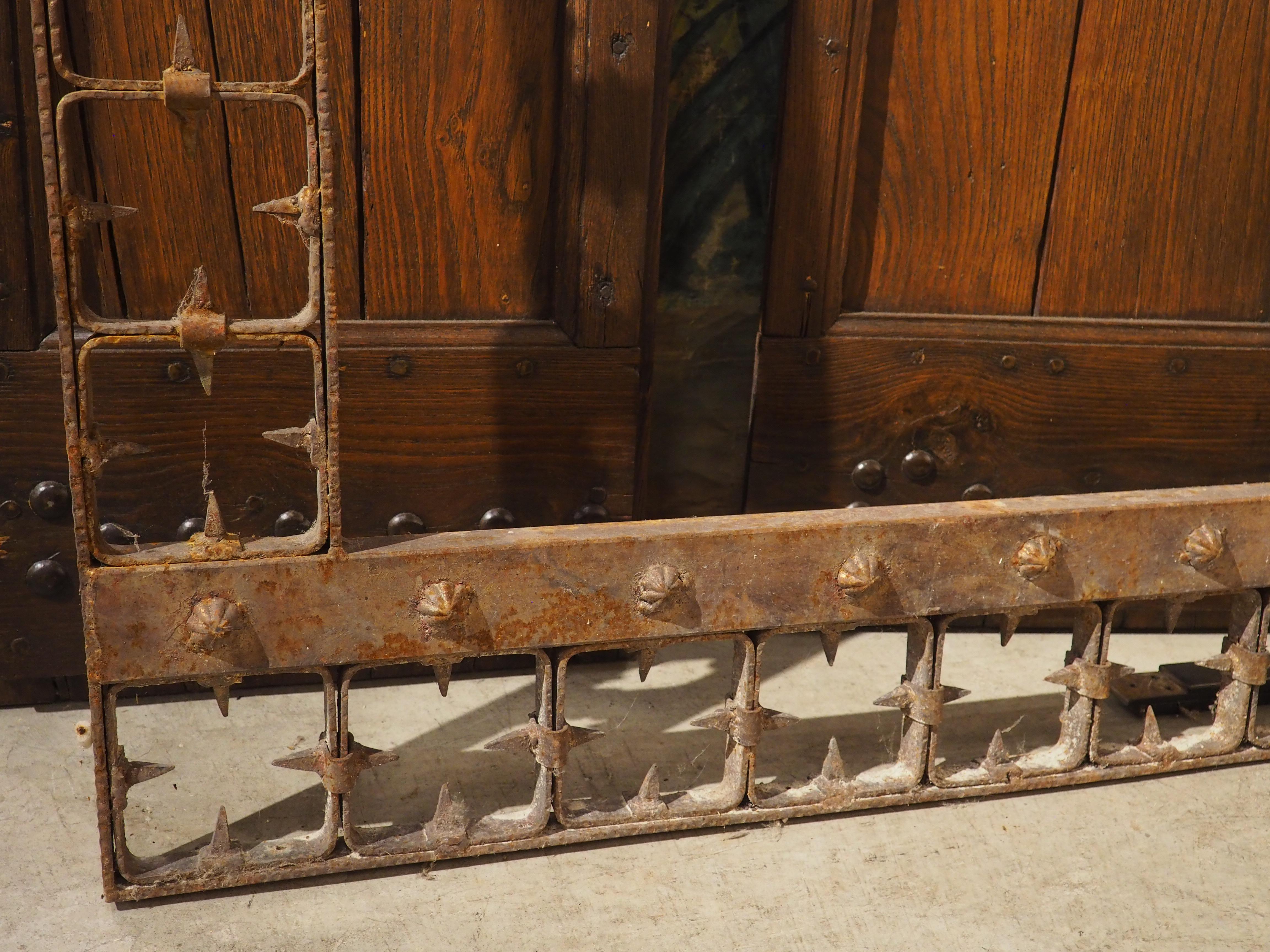Large Spanish Wrought Iron Medieval Style Gate with Transom, Single Door C. 1900 For Sale 9