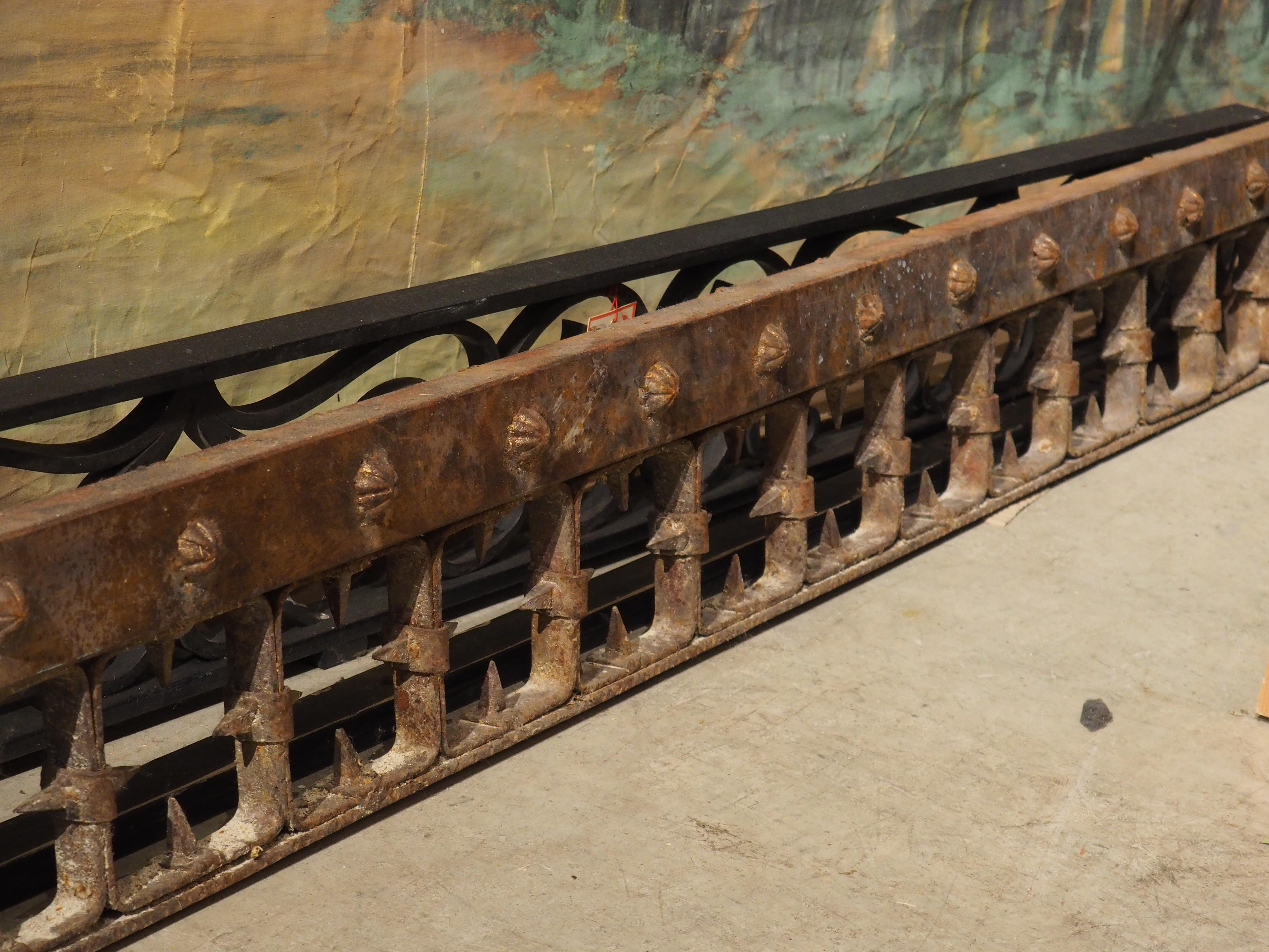 Large Spanish Wrought Iron Medieval Style Gate with Transom, Single Door C. 1900 For Sale 10