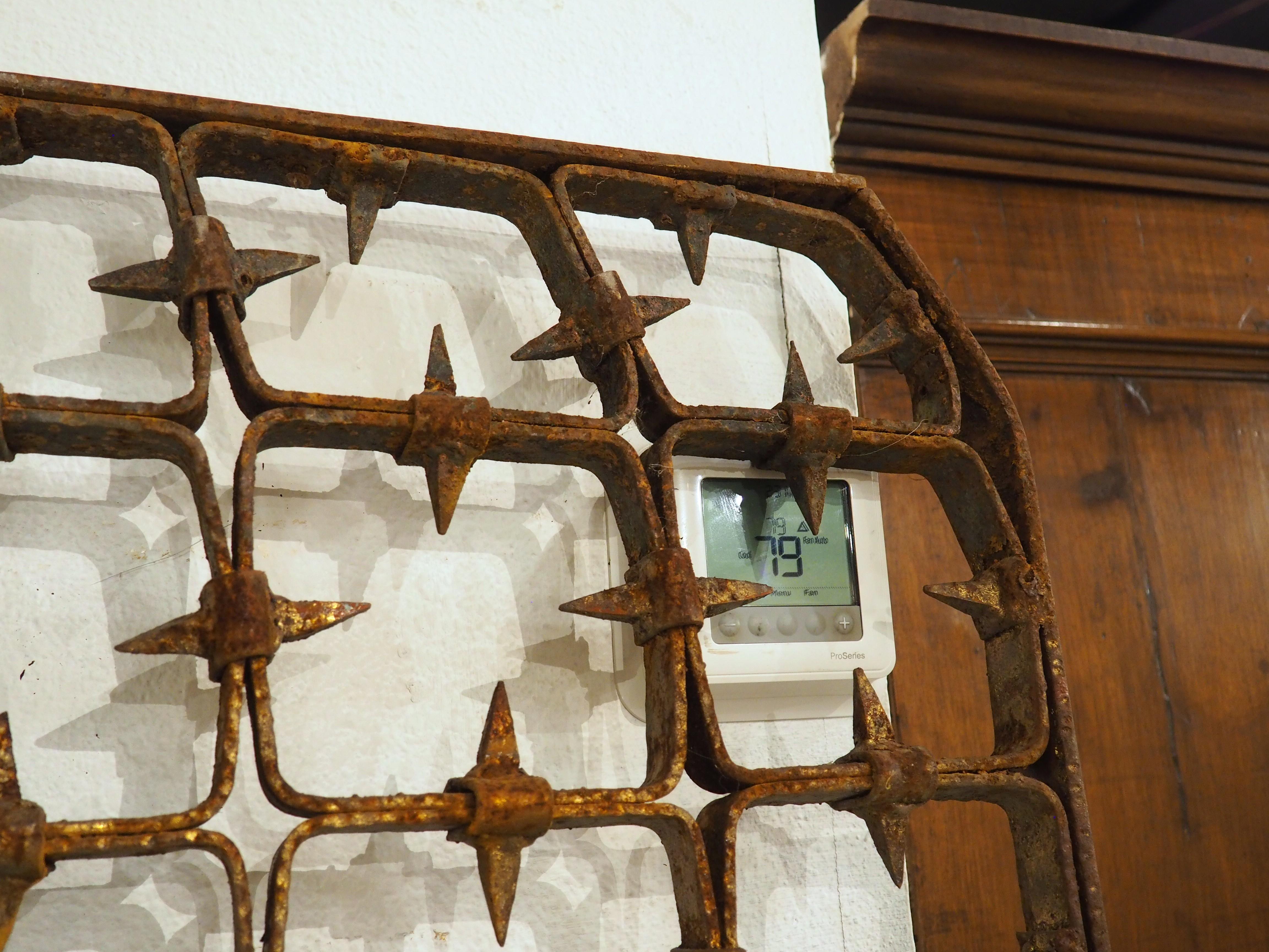 Large Spanish Wrought Iron Medieval Style Gate with Transom, Single Door C. 1900 For Sale 11