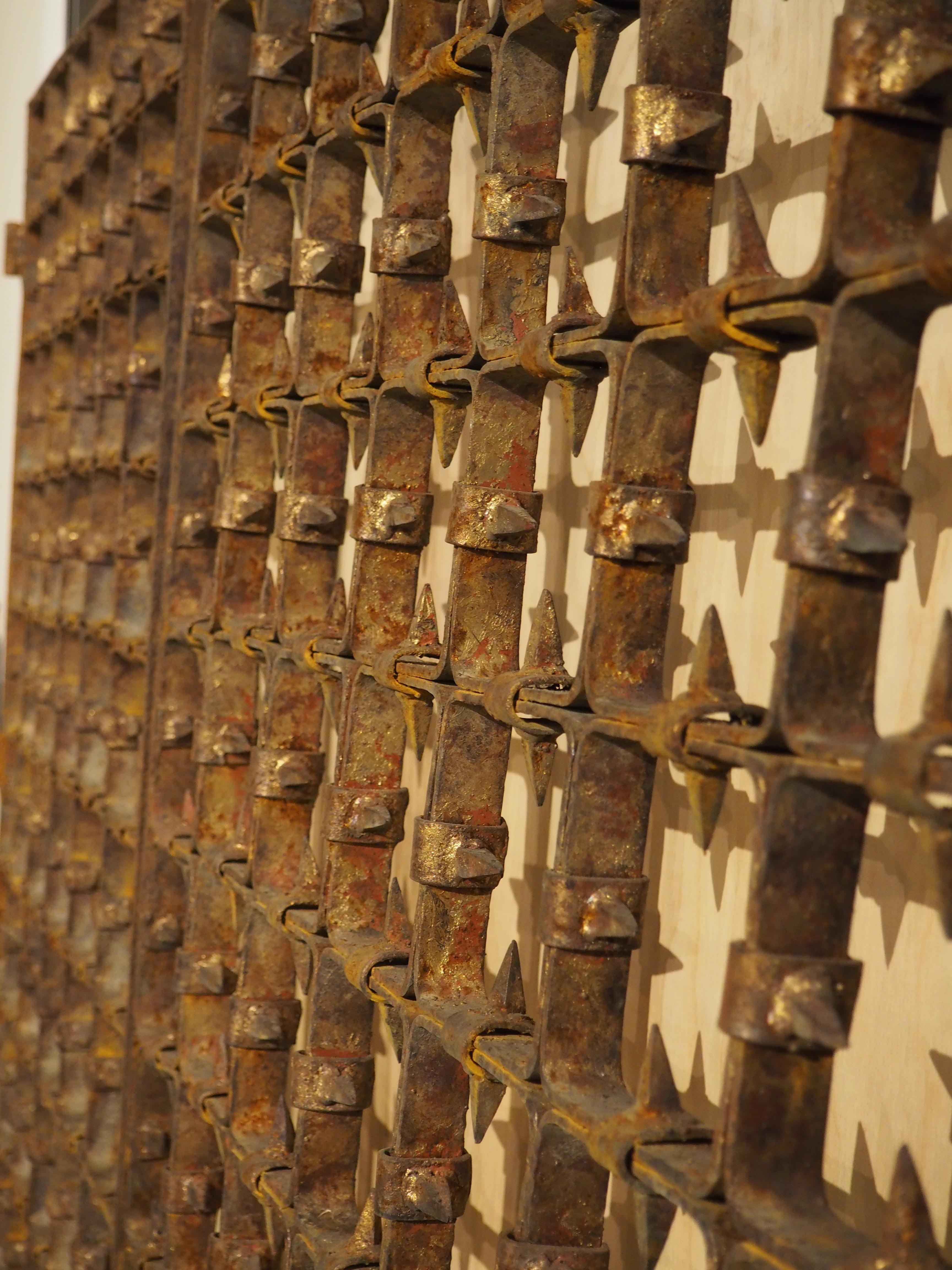 Large Spanish Wrought Iron Medieval Style Gate with Transom, Single Door C. 1900 For Sale 13